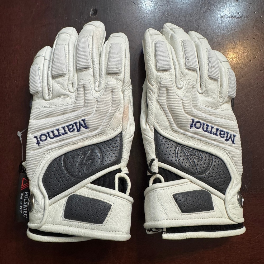 Marmot Polartec Thermal Pro Leather Ski Snowboard Gloves White XS Mens Womens